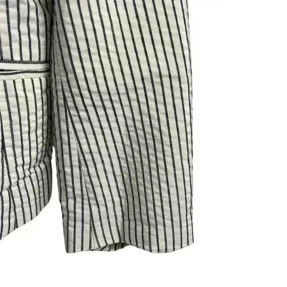 Ann Taylor Loft Women's Blazer Jacket Ivory/White and Black Stripes  Size 8 - Picture 4 of 16